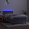 vidaXL Boxspringbett mit Matratze & LED Hellgrau 90x200 cm Samt