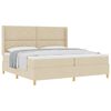 vidaXL Boxspringbett mit Kopfteil Creme 200 x 200 cm Stoff