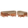 vidaXL Garten-Lounge-Set 10 Stk. Wachsbraun Massives Kiefernholz