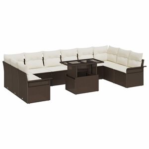 vidaXL Sofa Set mit Kissen 11 pcs Braun Poly-Rattan