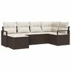 vidaXL Sofa Set 6 stk. Braun und Creme Poly-Rattan