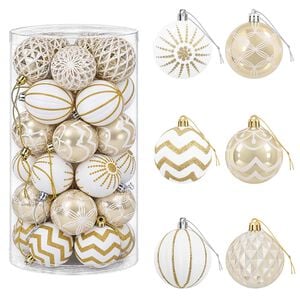 vidaXL Weihnachtskugelset 30 stk. Gold und Wei&szlig; &Oslash; 6 cm Kunststoff