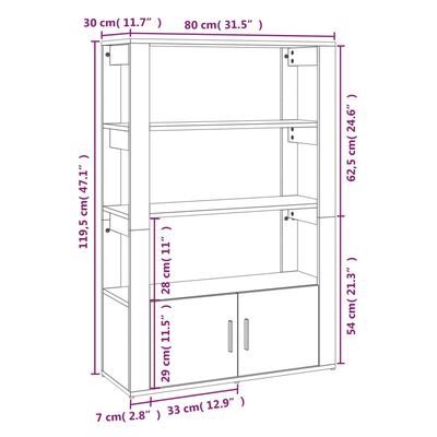 vidaXL Sideboard Grau Sonoma 80x30x119,5 cm Holzwerkstoff