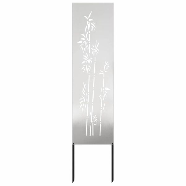 vidaXL Garten Sichtschutz-Leinwand Floral Silber 32 x 140 cm Edelstahl