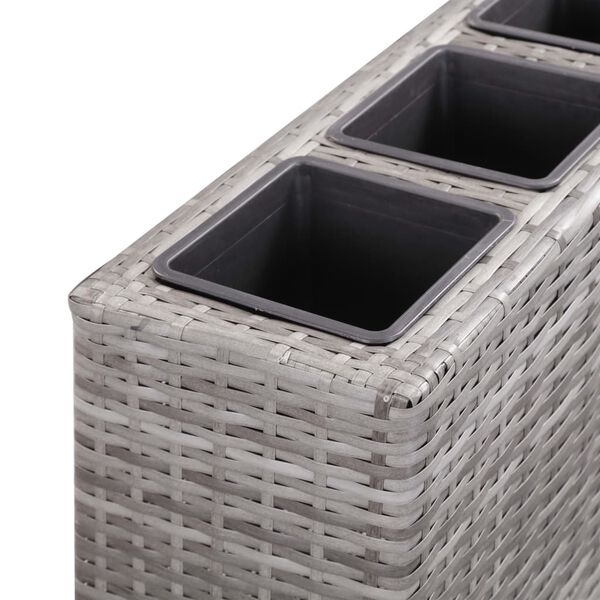 vidaXL Garten-Hochbeet mit 4 T&ouml;pfen 80x22x79 cm Poly Rattan Grau