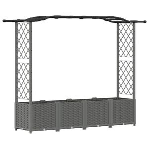 vidaXL Hochbeet mit Rankgitter und Dach Hellgrau 204 x 40 x 138 cm PP
