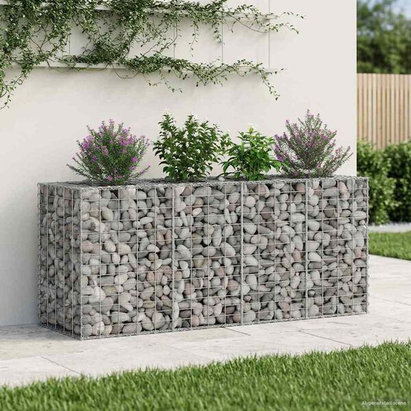 vidaXL Gabionen Hochbeet Silber 170 x 50 x 80 cm Verzinkter Stahl