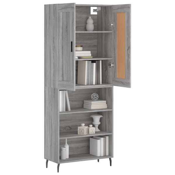 vidaXL Highboard Grau Sonoma 69,5x34x180 cm Holzwerkstoff