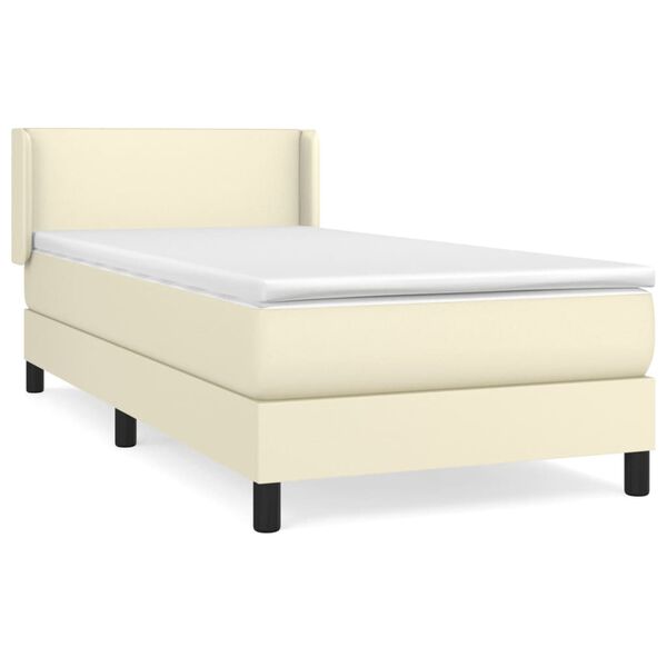 vidaXL Boxspringbett mit Matratze Creme 90x200 cm Kunstleder