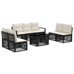 vidaXL Gartensofa-set 8 stk. Schwarz und Cremewei&szlig; Poly-Rattan