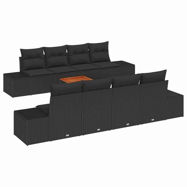 vidaXL Gartensofa-set mit Speicher 9 pcs Schwarz Poly-Rattan