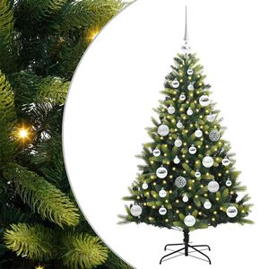 vidaXL K&uuml;nstlicher geflammter Weihnachtsbaum 150 LEDs Gr&uuml;n 120 cm