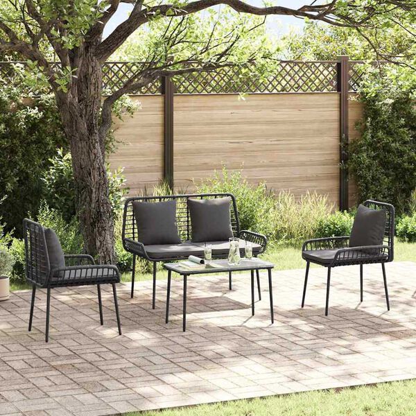 vidaXL Garten Essgruppe 3 pcs Schwarz und Anthrazit