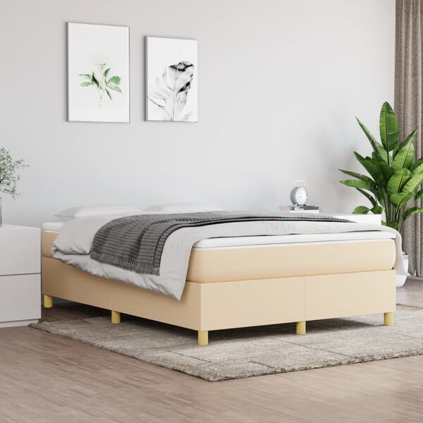 vidaXL Boxspringbettgestell Creme 140x200 cm Stoff