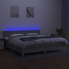 vidaXL Boxspringbett mit Matratze & LED Hellgrau 200x200 cm Stoff