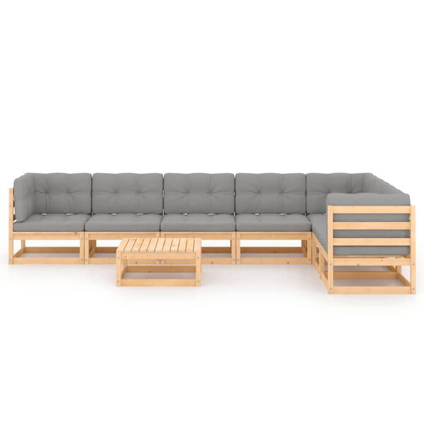 vidaXL 8-tlg. Garten-Lounge-Set mit Kissen Massivholz Kiefer