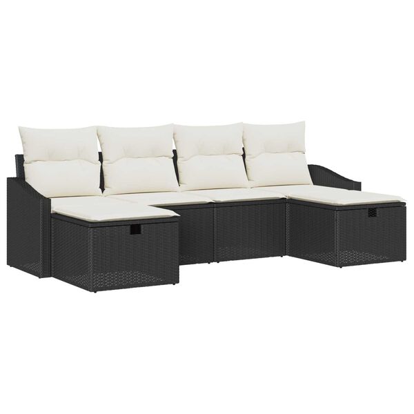 vidaXL Sofa Set mit Kissen 6 pcs Poly-Rattan
