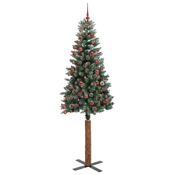 vidaXL Schlanker Weihnachtsbaum mit 300 LEDs mit St&auml;nder Gr&uuml;n 210 cm