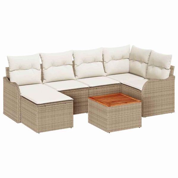 vidaXL Garten-Sofa-Set 7 pcs Beige Poly Rattan