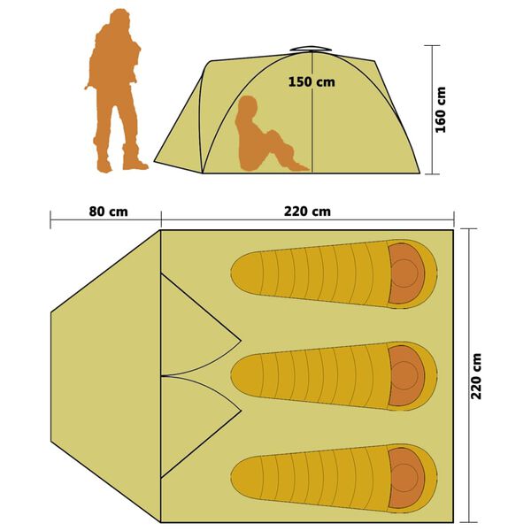 vidaXL Pop-Up Zelt 3 Personen Blau