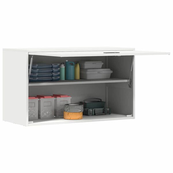 vidaXL Wandschrank f&uuml;r die Garage mit Gasdrucklift-T&uuml;r Wei&szlig;