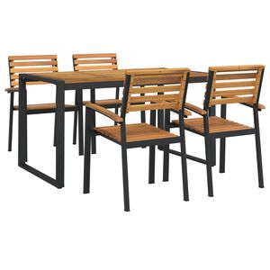 vidaXL 5-tlg. Garten-Essgruppe Massivholz Akazie und Metall