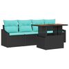 vidaXL Gartensofa-set 5 stk. 4-Sitzanzahl Schwarz und T&uuml;rkis