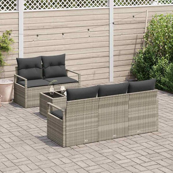 vidaXL Gartensofa-set 6 pcs Hellgrau und Dunkelgrau Poly-Rattan