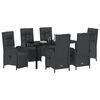 vidaXL Garten Essgruppe mit Kissen 7 pcs Schwarz Poly-Rattan