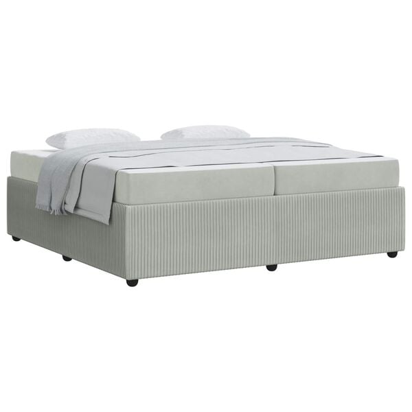 vidaXL Bettrahmen mit Matratze Hellgrau 200 x 200 cm Stoff