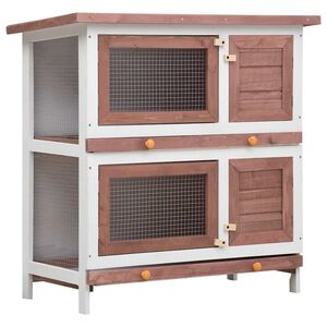 vidaXL Kaninchenstall 4 T&uuml;ren Braun Holz