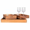 House Nordic 3-tlg. Tablett-Set Christina mit Griffen Teak Natur