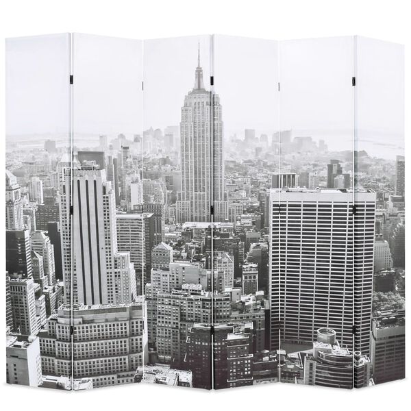vidaXL Raumteiler klappbar 228 x 170 cm New York bei Tag Schwarz-Wei&szlig;