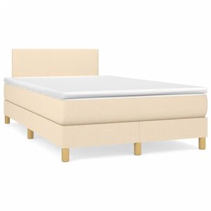 vidaXL Boxspringbett mit Matratze Creme 120x200 cm Stoff