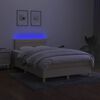 vidaXL Boxspringbett mit Matratze & LED Creme 120x190 cm Stoff