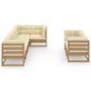 vidaXL 7-tlg. Garten-Lounge-Set mit Kissen Massivholz Kiefer