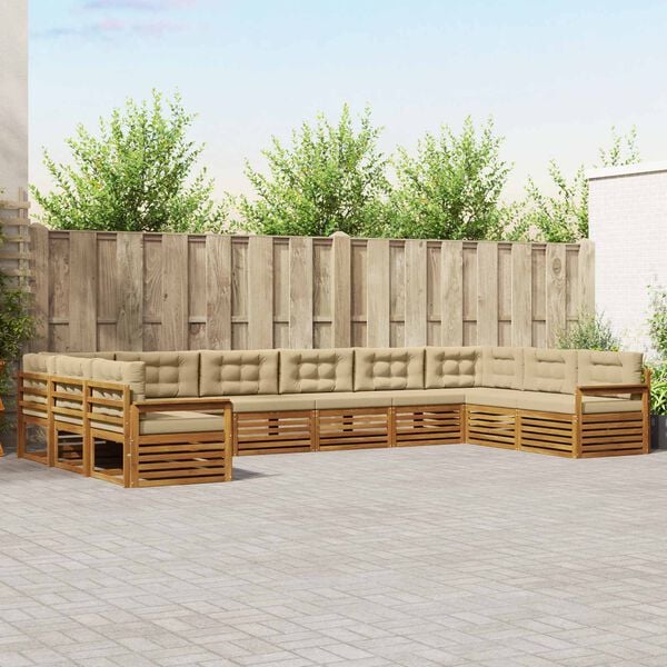 vidaXL Sofagarnituren 4 pcs Natur und Beige Massivholz Akazie