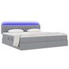 vidaXL Bett mit Stauraum und LED mit LED Hellgrau 200 x 200 cm Stoff