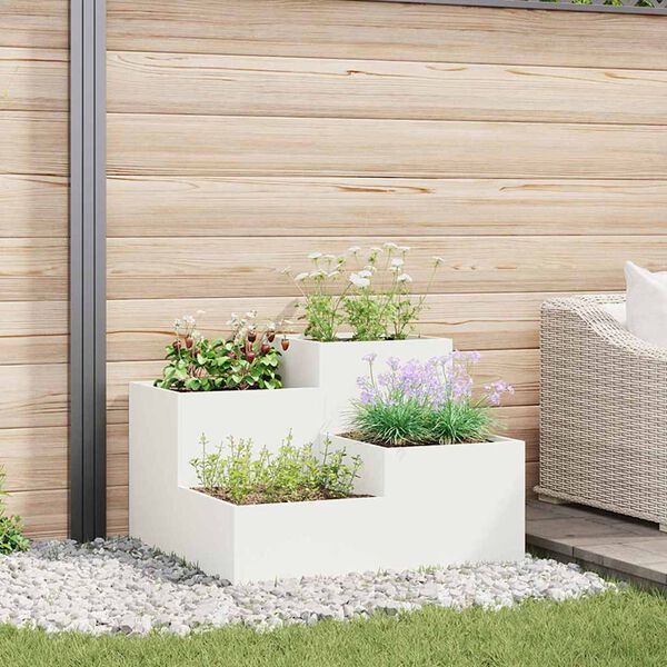 vidaXL Gartenblumentopf Wei&szlig; 100 x 100 x 60 cm Stahl