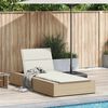 vidaXL Sonnenliege mit schwebender Auflage Beige Poly Rattan