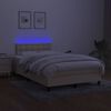 vidaXL Boxspringbett mit Matratze & LED Creme 120x190 cm Stoff