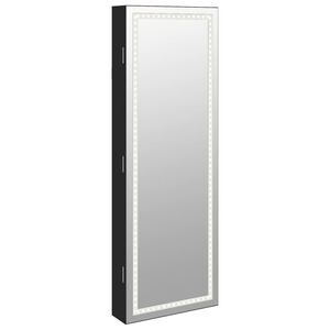 vidaXL Spiegel-Schmuckschrank mit LED-Beleuchtung Wandmontage Schwarz