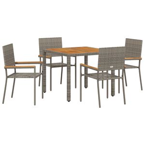 vidaXL Garten Essgruppe 5 pcs Grau Poly-Rattan