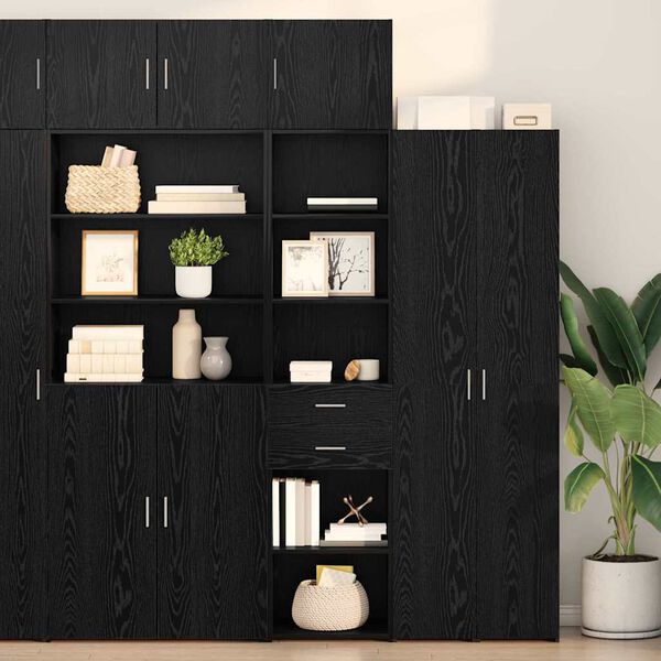 vidaXL Highboard Schwarz Eichen-Optik 45 x 42,5 x 185 cm Holzwerkstoff