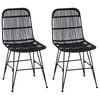 vidaXL Esststuhl 2 stk. Rattan und Stahl Schwarz 41 x 55 x 85 cm