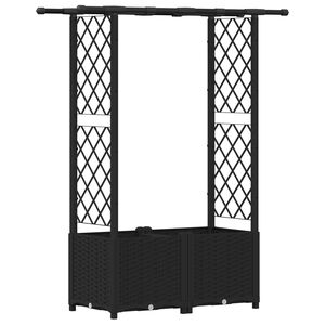 vidaXL Hochbeet mit Rankgitter und Dach Schwarz 124,5 x 40 x 136 cm PP