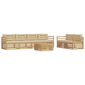 vidaXL Outdoor-Sofagarnitur 7 stk. Wei&szlig; und Beige Polyester