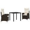 vidaXL Garten Essgruppe 3 Stk. Braun Poly-Rattan