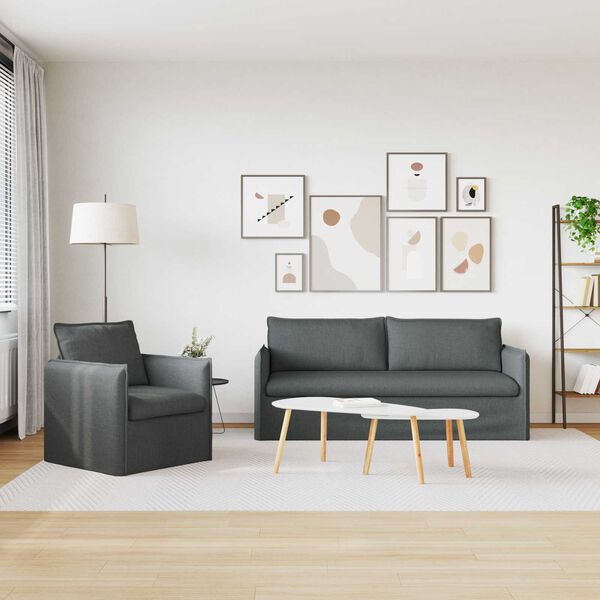 vidaXL Sofa 180cm 2 pcs Dunkelgrau Metall