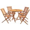 vidaXL 5-teiliges klappbares Garten-Bistro-Set Natur Massivholz Teak